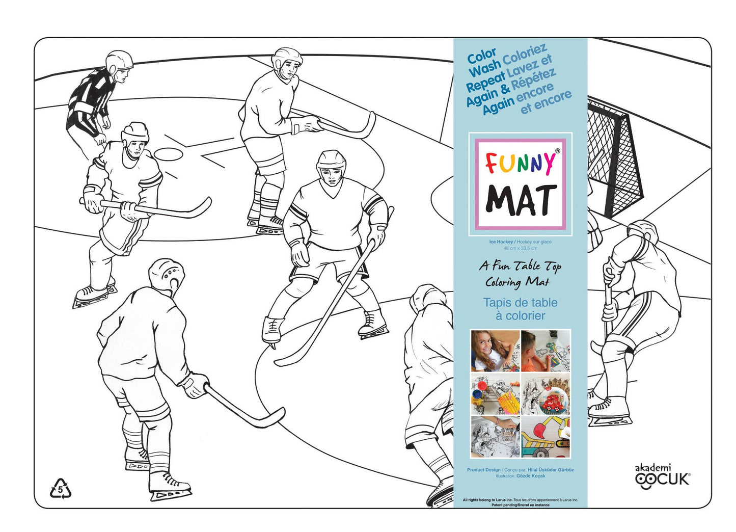 Table top coloring mat, hockey, white
