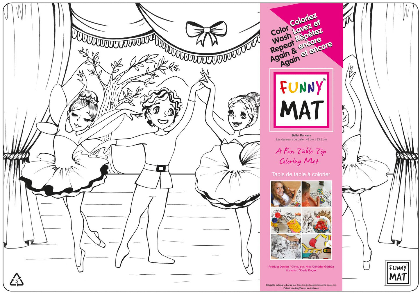 Table top coloring mat, ballet dancers