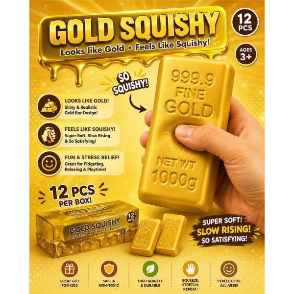 Gold Squishy – Realistic Gold Bar Slow-Rise Stress Toy
