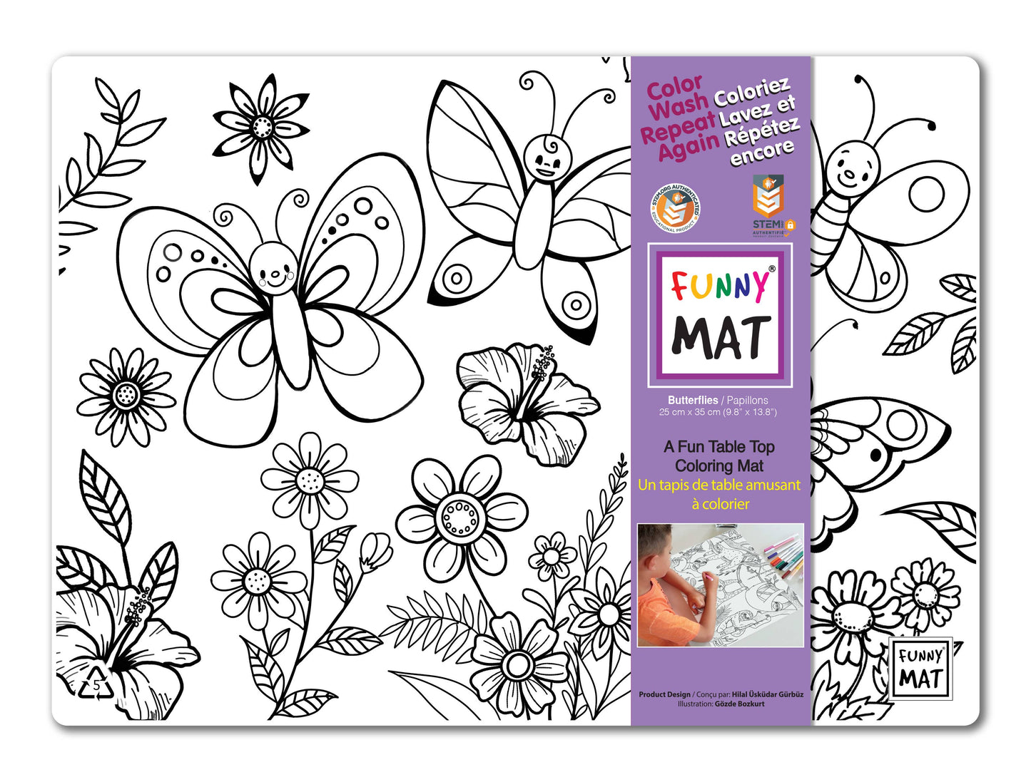 2 Compact coloring mats, butterfly & castle