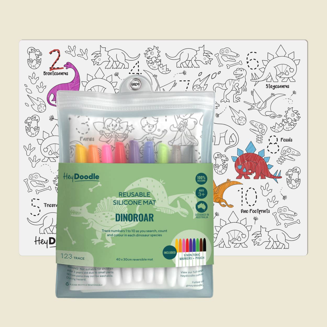 DinoRoar Classic Coloring & Doodle Mat