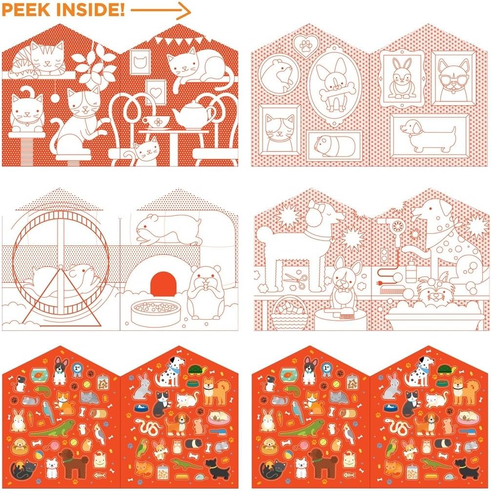 Coloring Book with Stickers Pets
