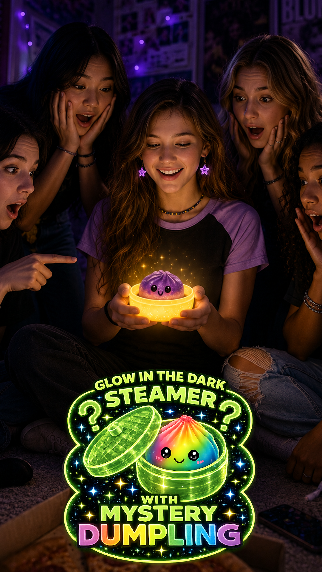 Glow-in-the-Dark Mystery Dumpling Squishy Toy Display (12pc)