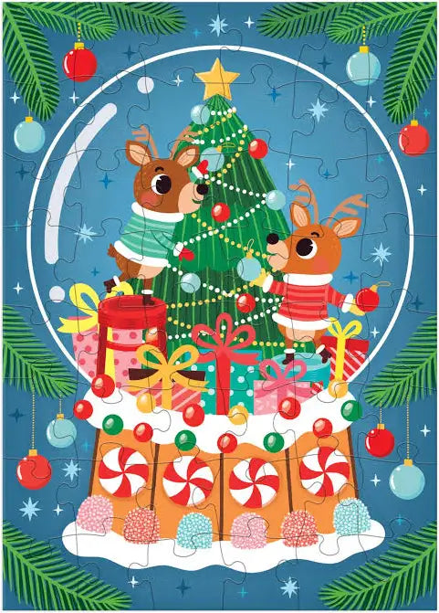 Reindeer Snow Globe 48 Piece Mini Puzzle Ornament