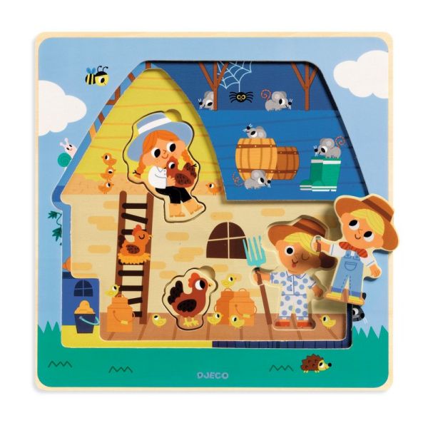 Chez Moo 3 Layer Wood Puzzle 12 pieces