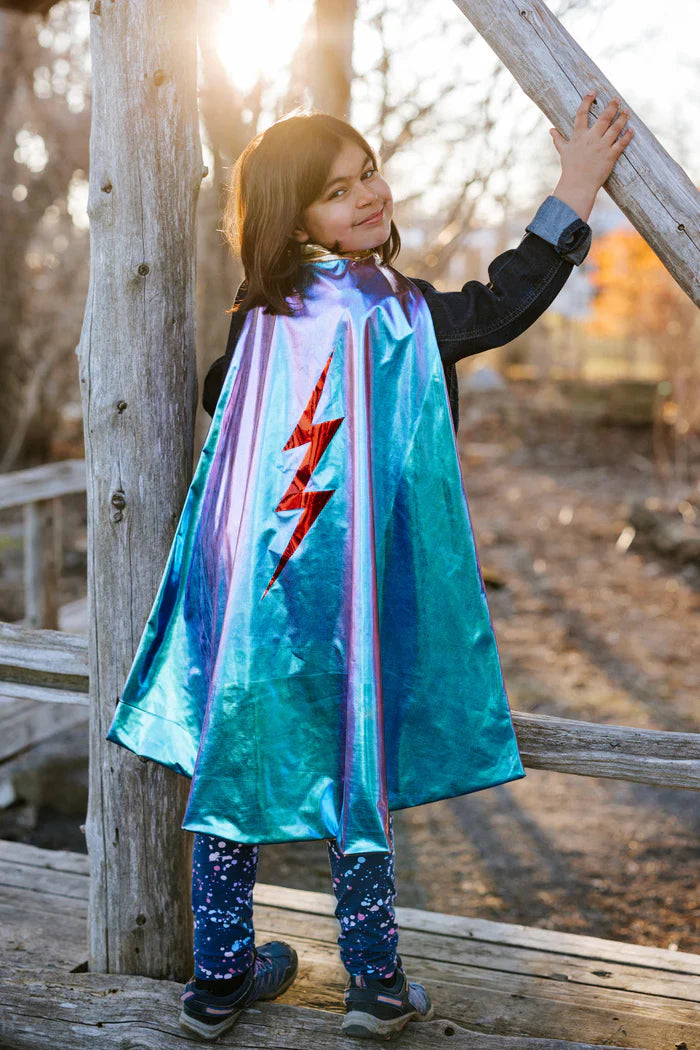 Great Pretenders - Reversible Blue Lightning Holographic Cape