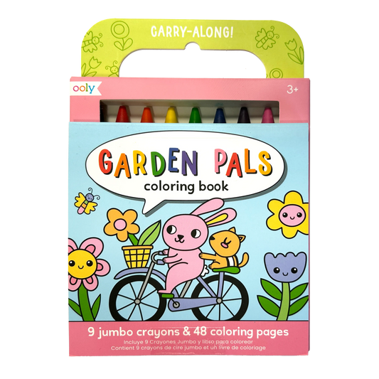 Carry Along! Coloring Book and Crayon Set - Garden Pals - Set of 9 Crayons