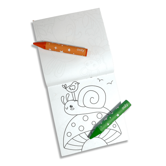 Carry Along! Coloring Book and Crayon Set - Garden Pals - Set of 9 Crayons