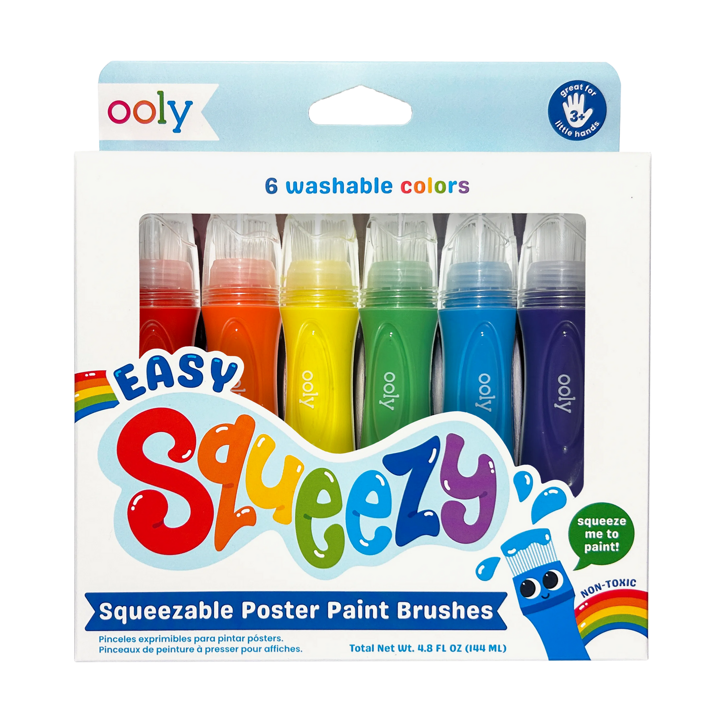 Easy Squeezy Squeezable Poster Paint Brushes - Set of 6
