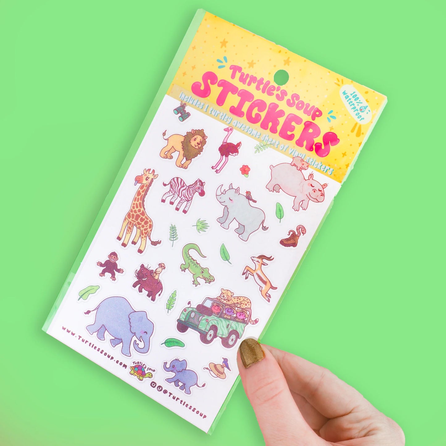 Safari Animals Glitter Vinyl Sticker Sheet