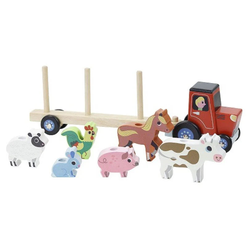Vilac - Stacking Tractor with Trailer With Animals