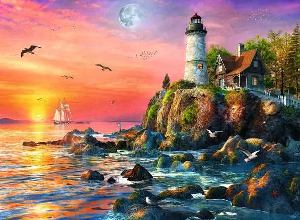 Lighthouse at Sunset - 500 Pieces