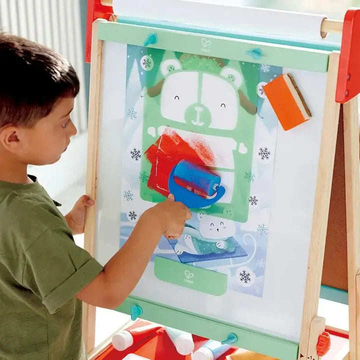 Hape All-in-One Wooden Kid's Art Easel with Paper Roll and Accessories