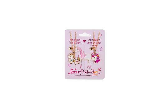 Great Pretenders - Bejewelled Unicorns Tear and Share Necklace