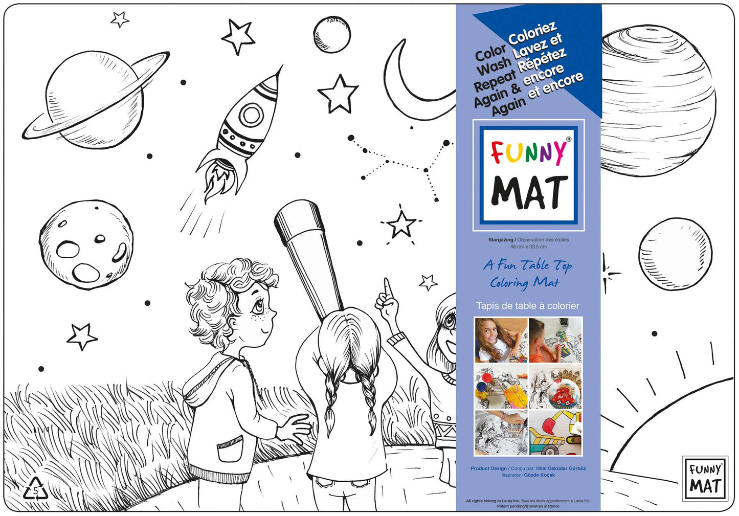 Table top coloring mat, stargazing