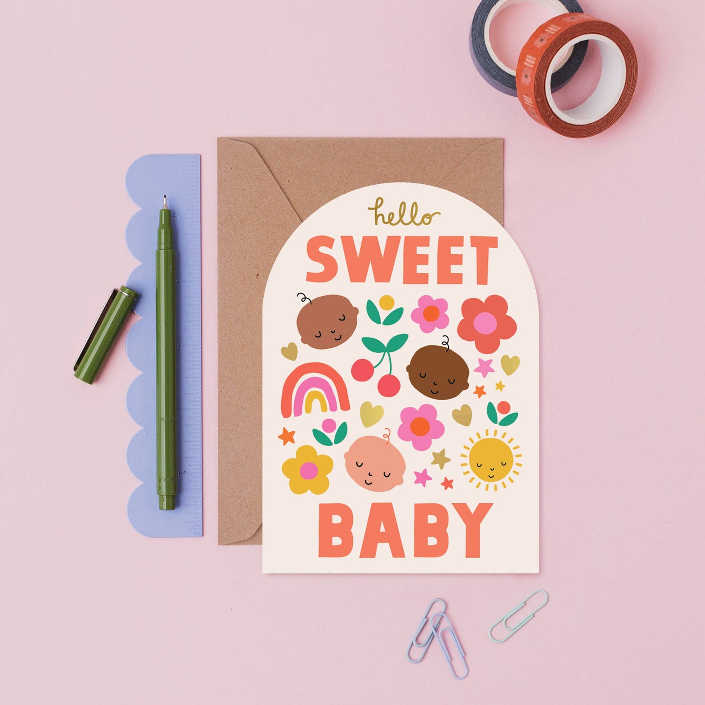 Inclusive New Baby Card | Gender Neutral Modern Baby Card