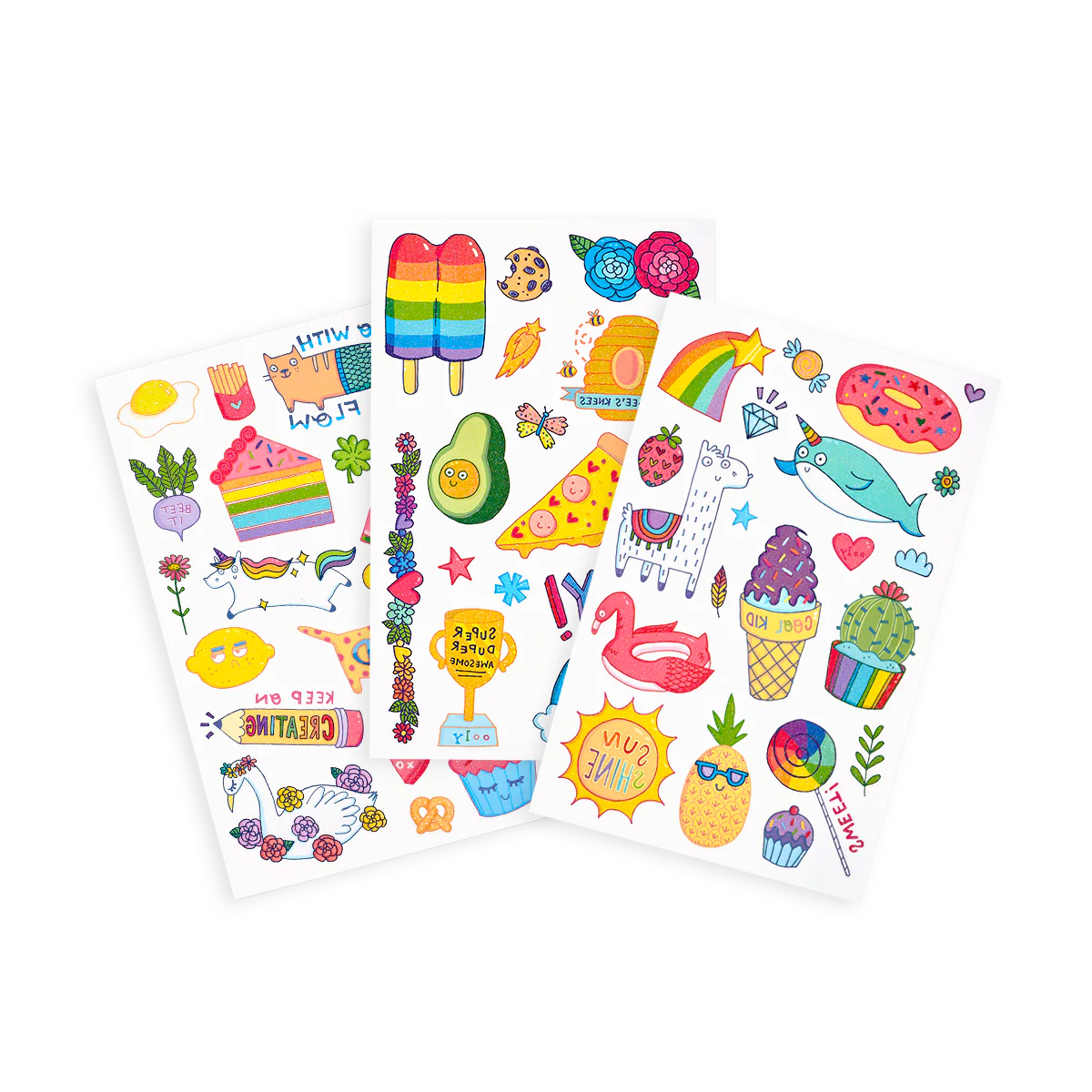 Tattoo-Palooza Temporary Tattoos - Cute Doodle World - 3 Sheets