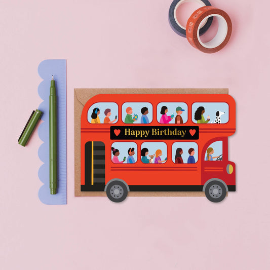 London Bus Die-Cut Birthday Card