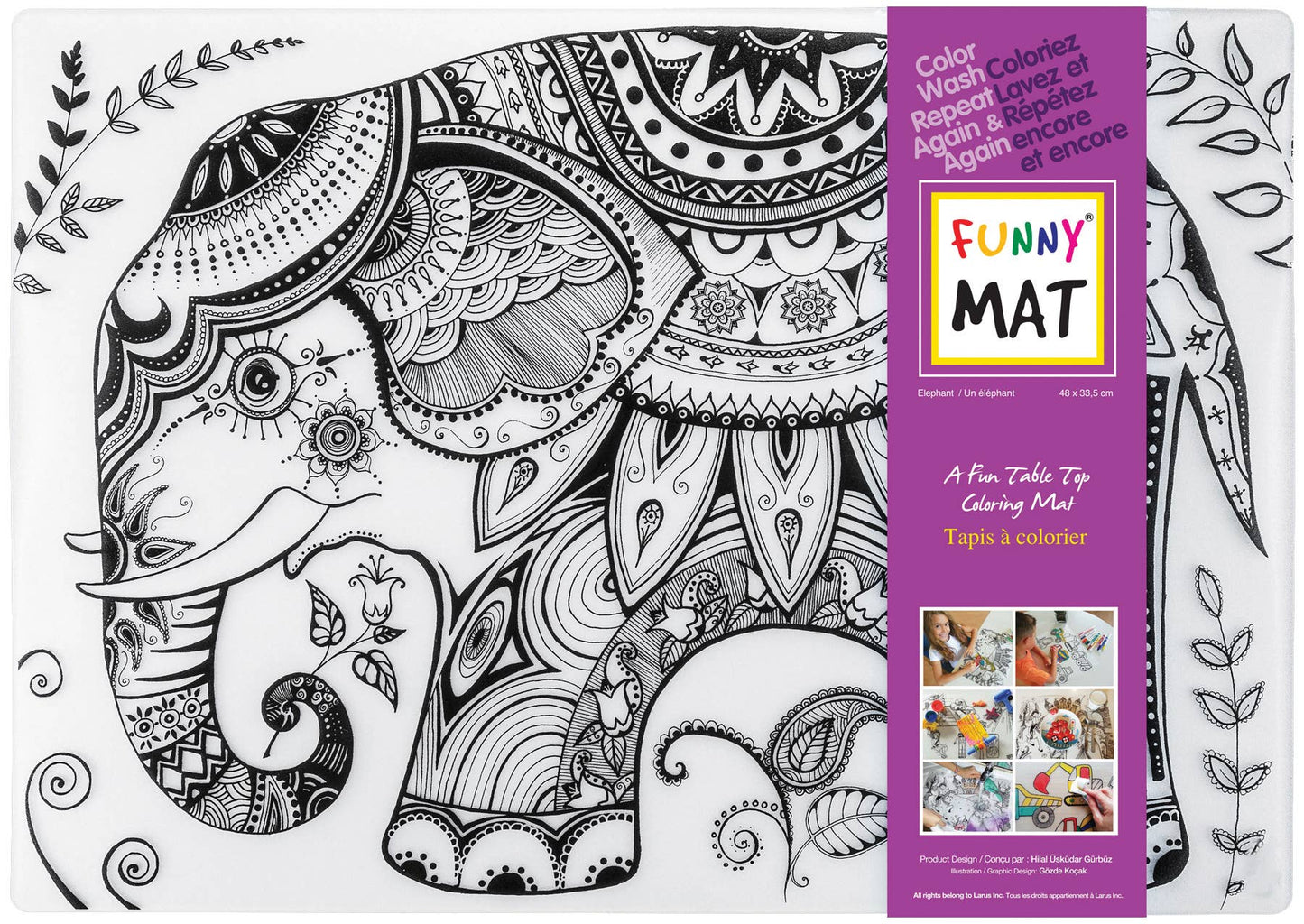 Table top coloring mat, elephant