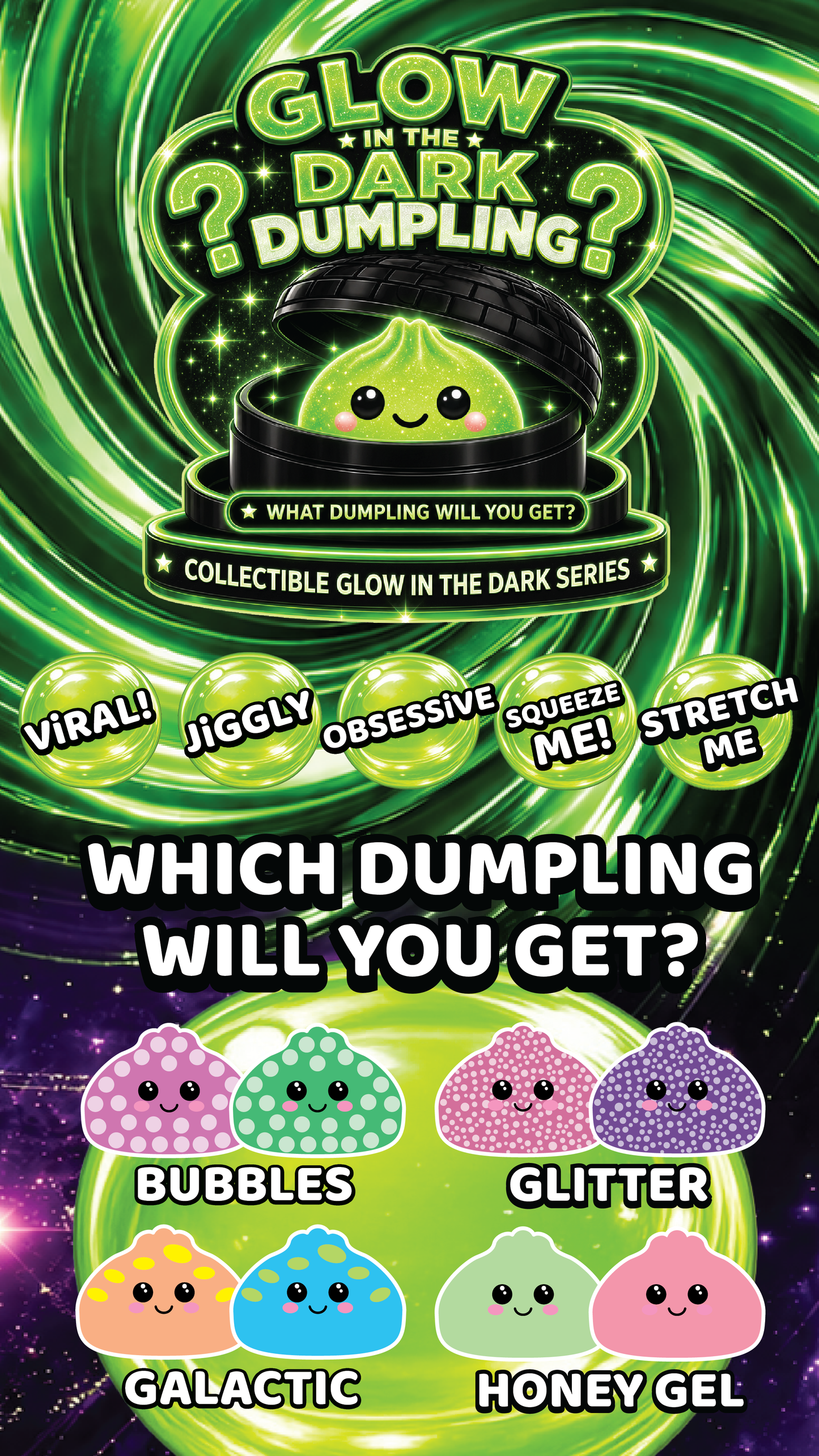 Fun Doh Squishy Glow in Dark Mystery Dumpling - 12/Display