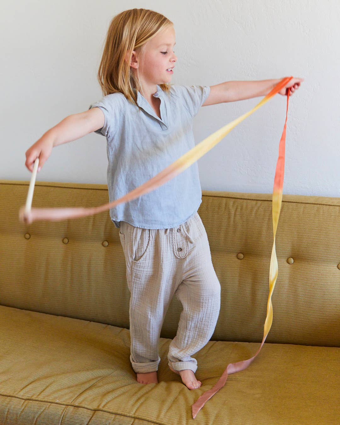 Boho Silk & Wood Streamer - Wand for Pretend Play