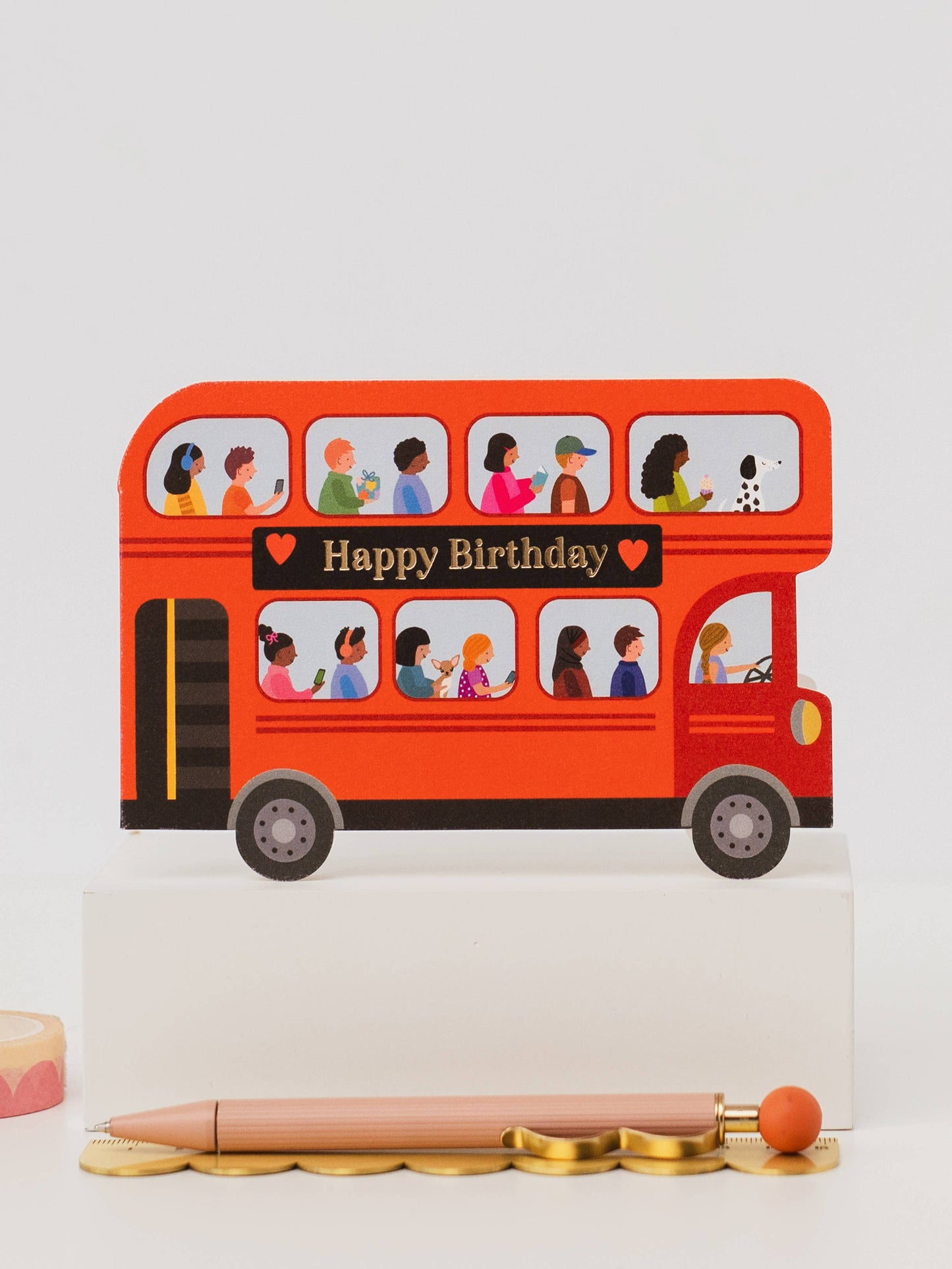 London Bus Die-Cut Birthday Card