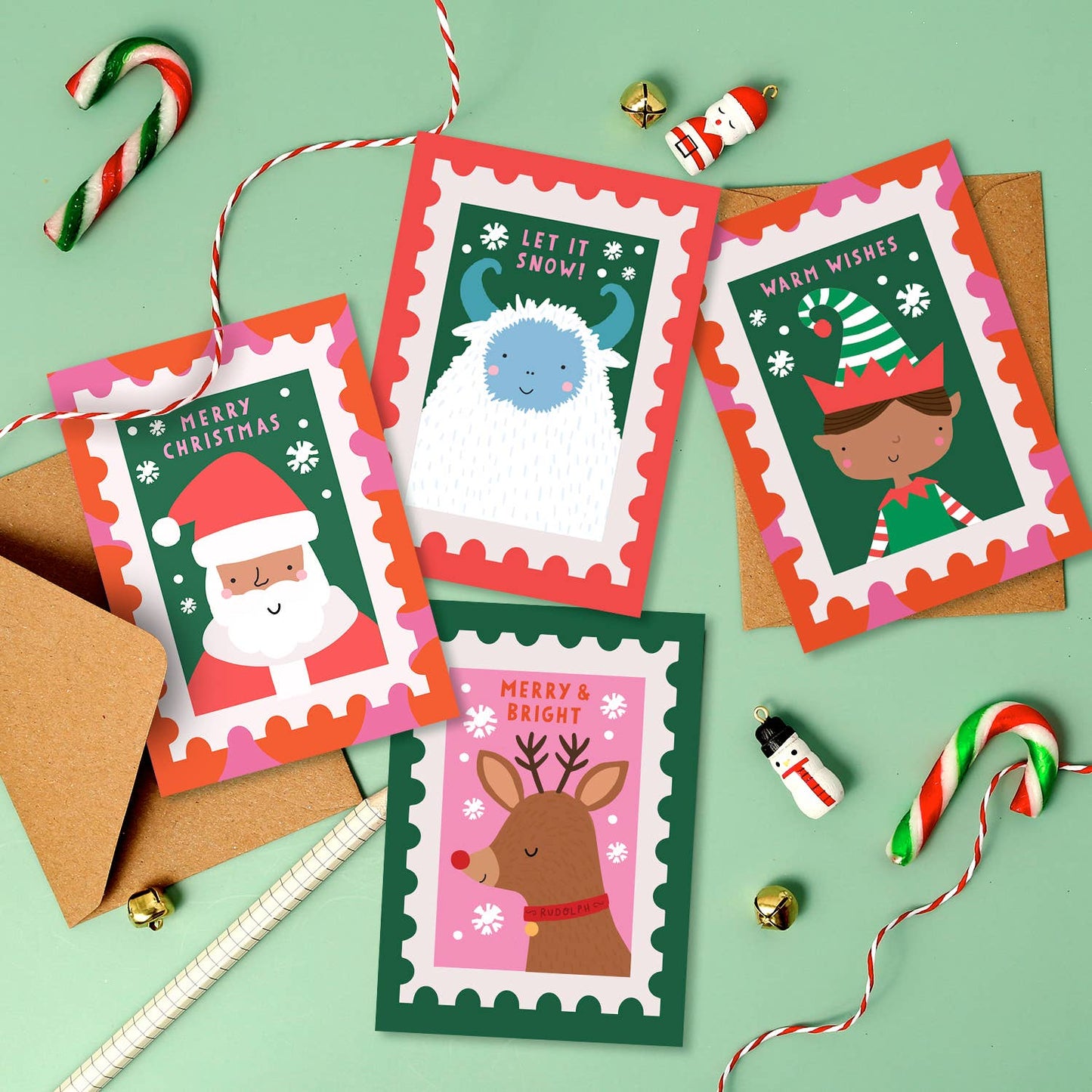 Rudolph Stamp Mini Christmas Card | Mini Holiday Card