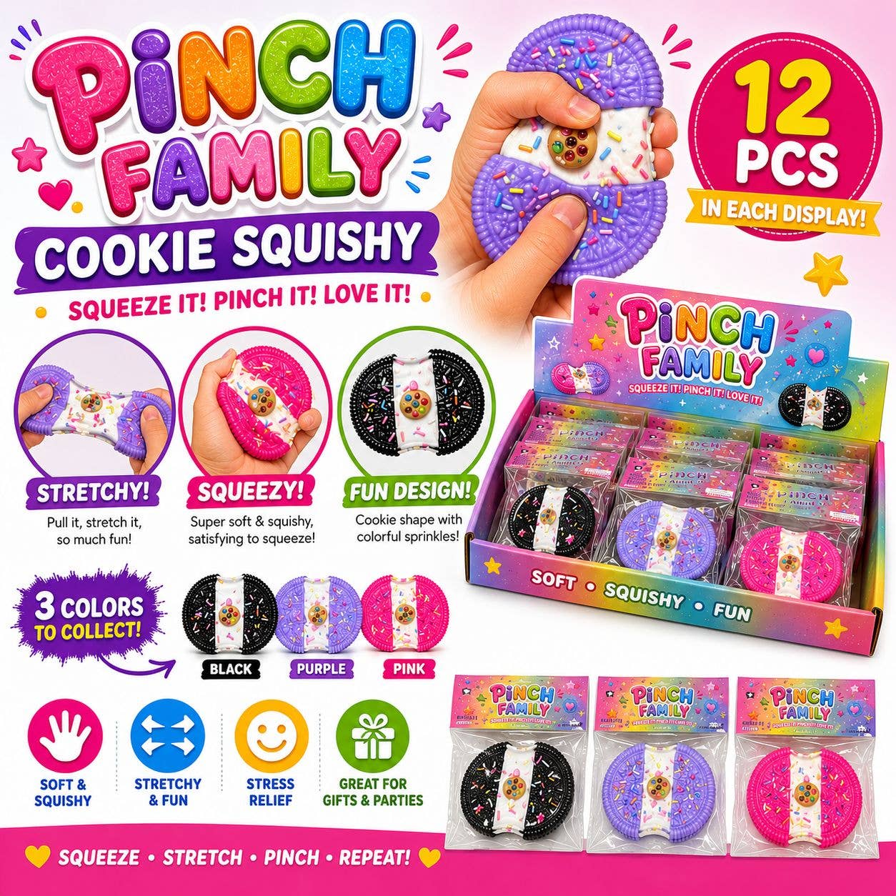 Pinch Family Cookie TB Squishy – Stretchy Cookie Sandwich