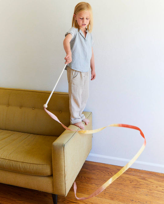 Boho Silk & Wood Streamer - Wand for Pretend Play