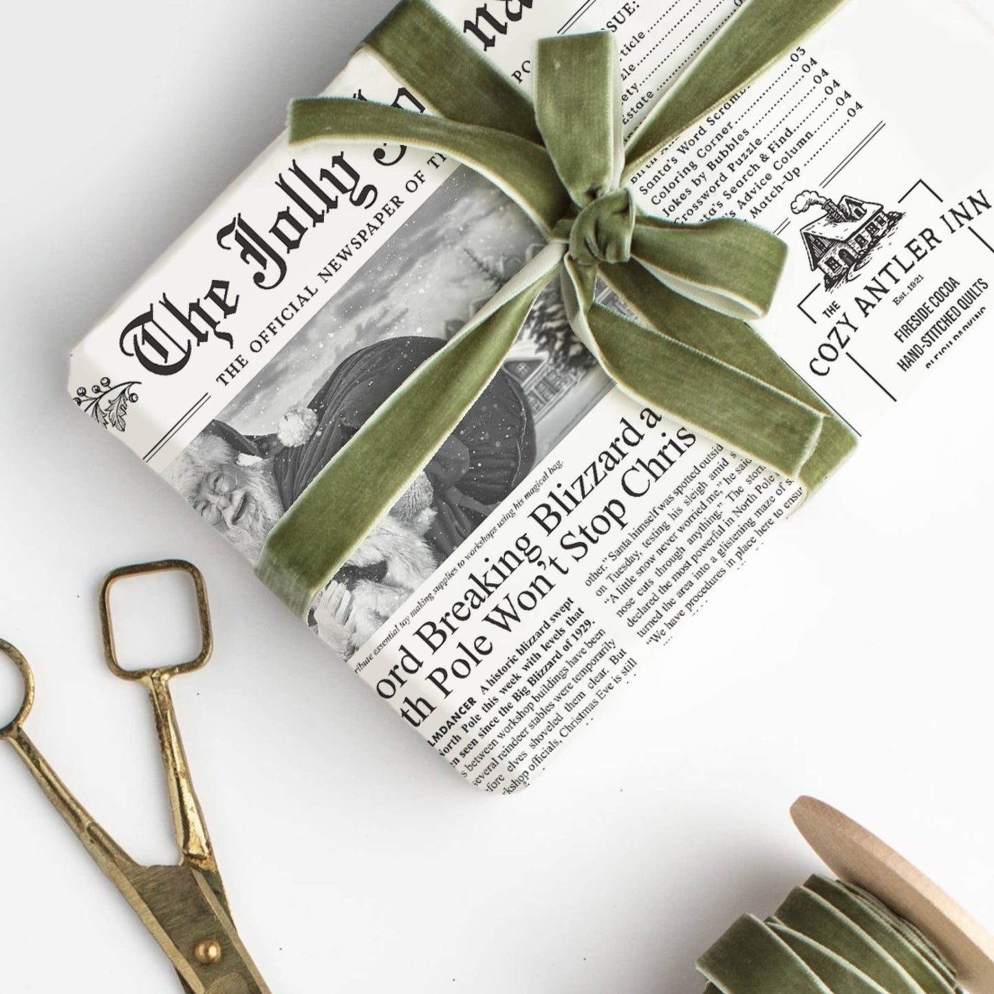 4pk Christmas Newspaper Gift Wrap Sheets - The Jolly Journal