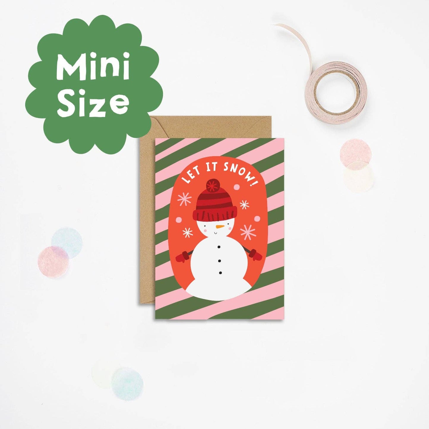 Candy Cane Snowman Christmas Card