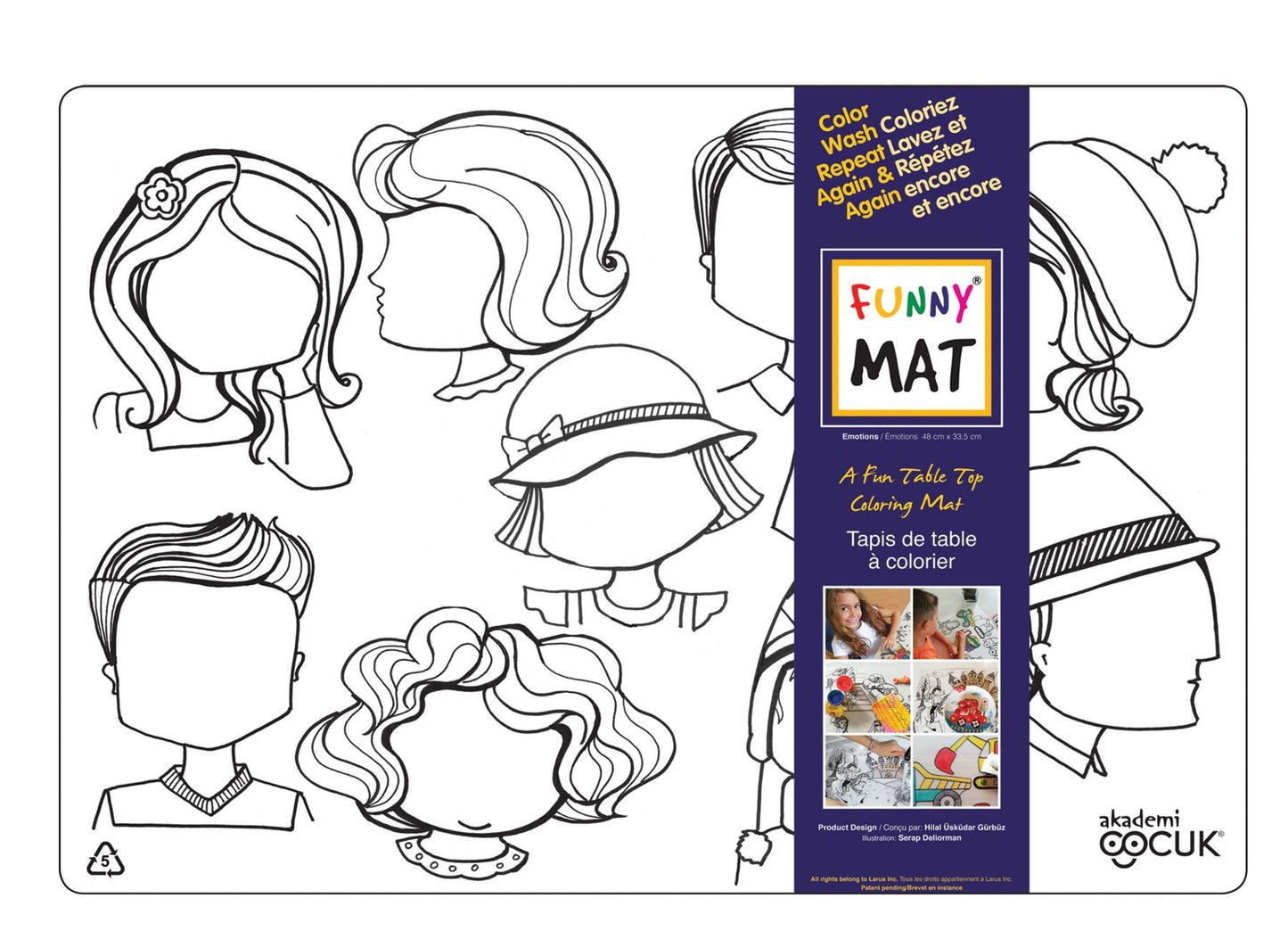 Table top coloring mat, emotions