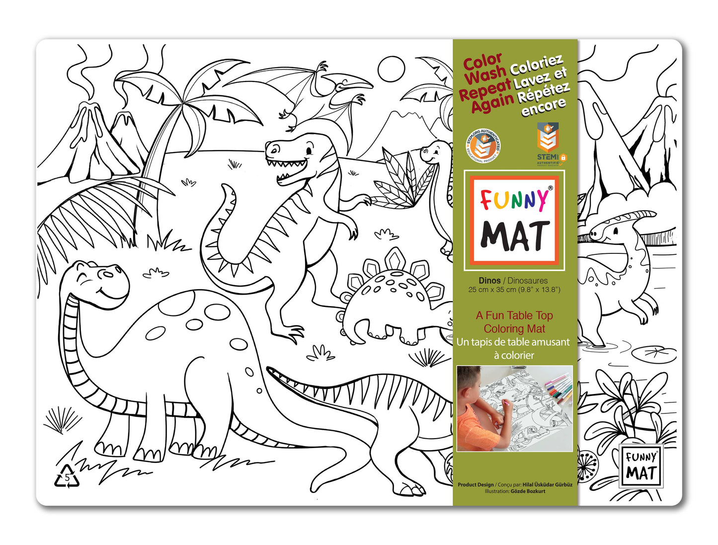 2 compact coloring mats, dinos & sloths