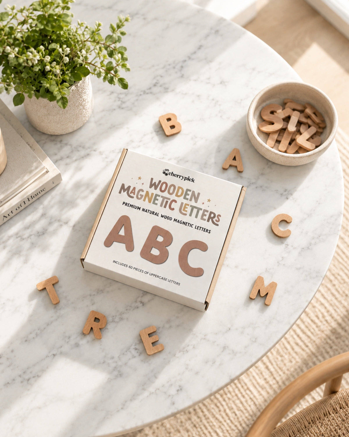 Wooden Magnetic Letters Set (60 pcs)