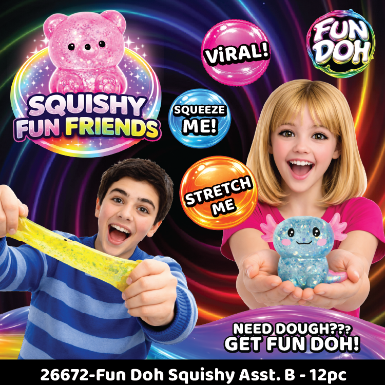 Fun Doh Squishy Gummy Fidget Toy NEW Variety - 12/Display