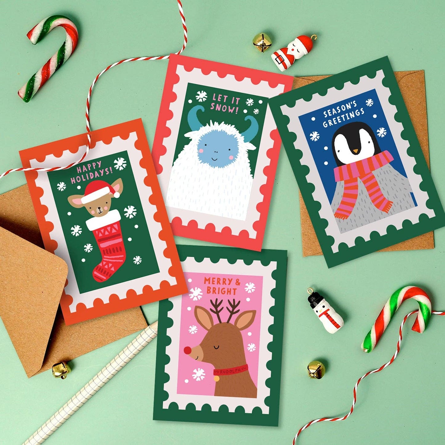 Penguin Stamp Mini Christmas Card