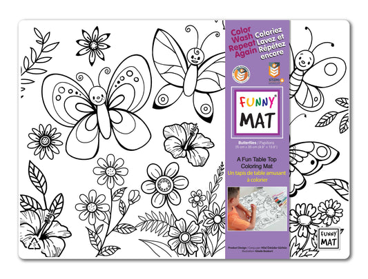 Table top coloring mat, compact size, butterfly