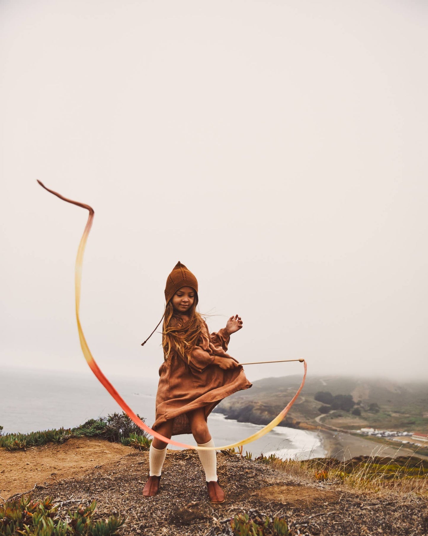 Boho Silk & Wood Streamer - Wand for Pretend Play