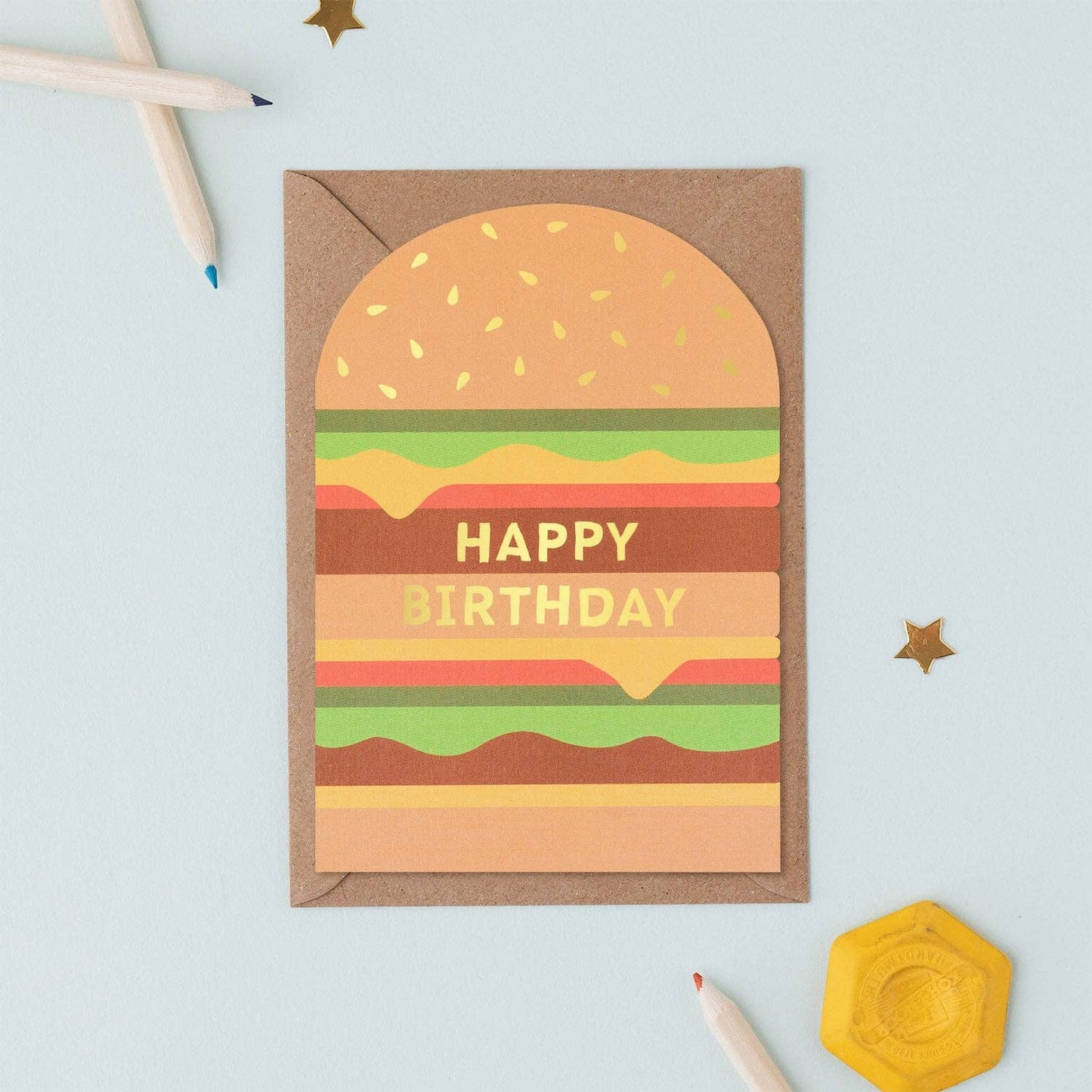 Cheeseburger Shaped Birthday Card