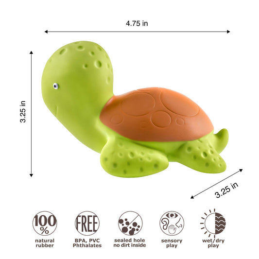 Mele the Sea Turtle Bath Toy -100% Pure Natural Rubber