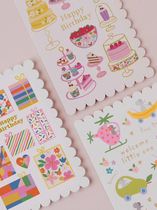 Gorgeous Gifts Birthday Card | Scalloped birthday Card