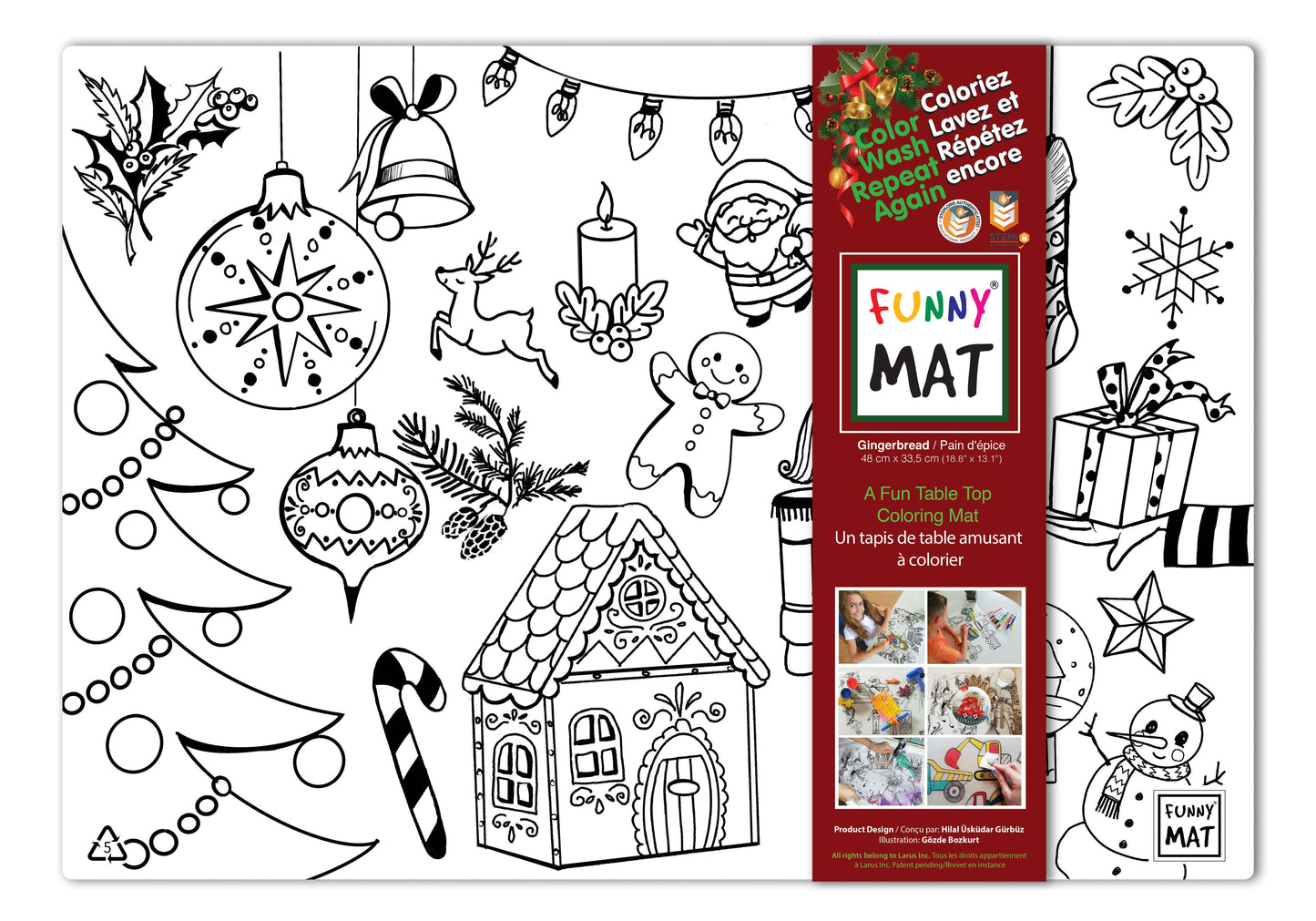 Table top coloring mat, gingerbread