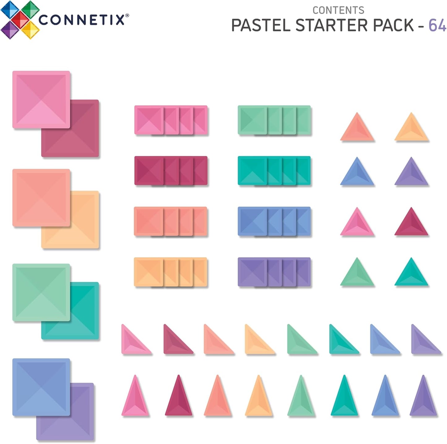 Connetix - Pastel Starter Pack (64 Pieces)