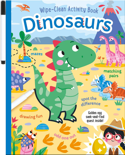 Dinosaurs Wipe-Clean Activity Book Reusable Drawing and Activity Fun