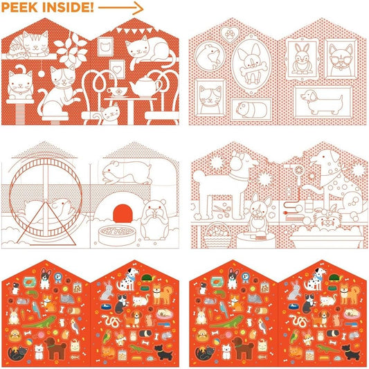 Coloring Book with Stickers Pets