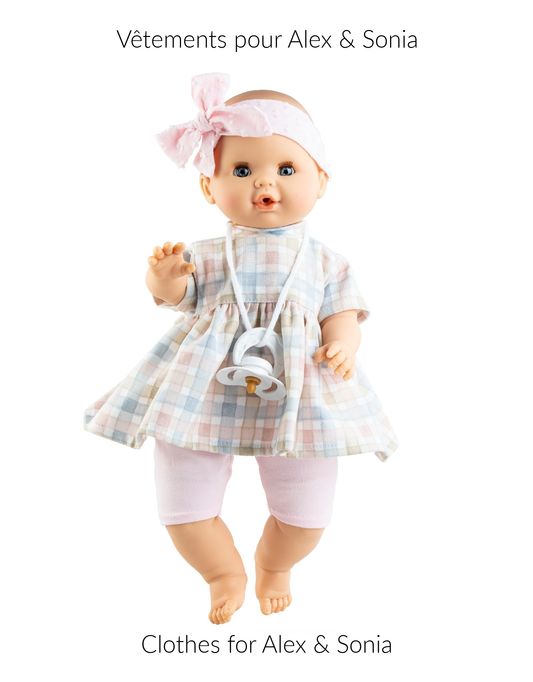 Alex & Sonia doll clothes - Pastel plaid dress - Paola Reina