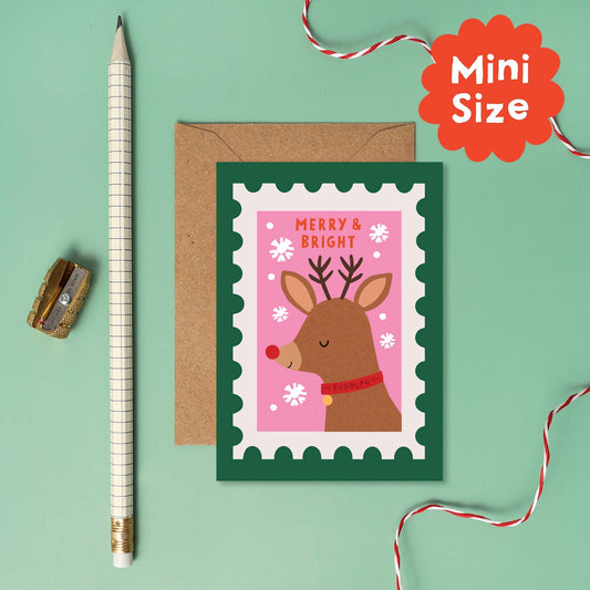 Rudolph Stamp Mini Christmas Card | Mini Holiday Card
