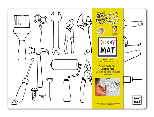 2 Compact coloring mats, wheels & tools + 6 markers