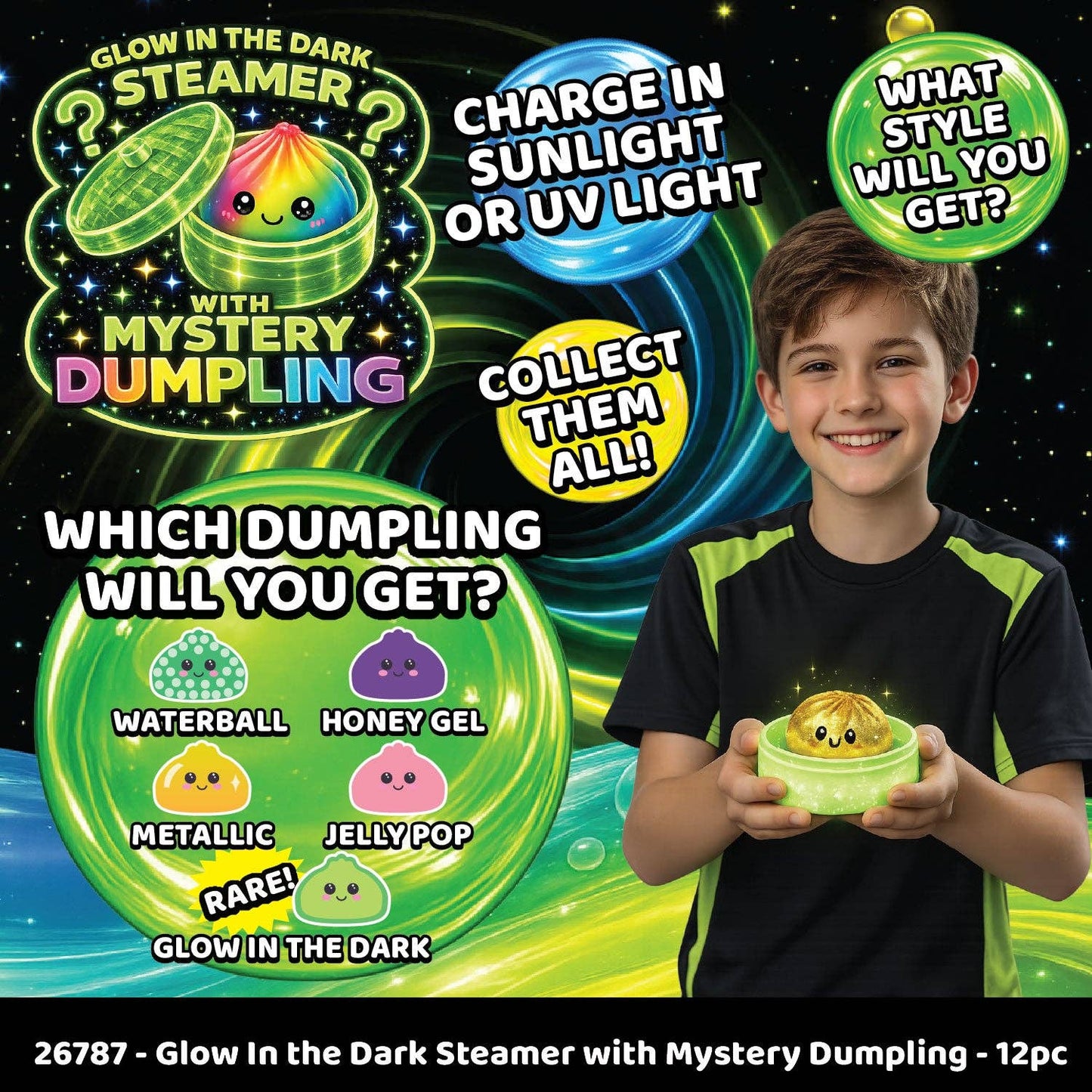 Glow-in-the-Dark Mystery Dumpling Squishy Toy Display (12pc)