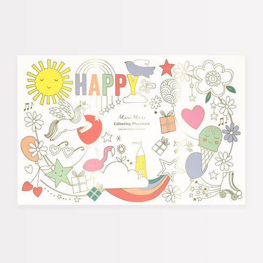 Happy Icons Colouring Placemats x 8